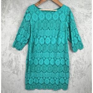 Jessica Howard | Dresses | Jessica Howard White Lace Overlay Dress Lined 34  Sleeve Knee Length Size 8 | Poshmark